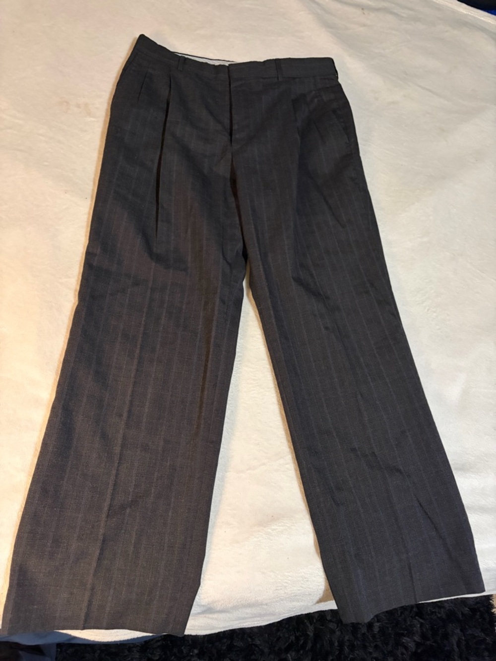 Men's Charcoal Pinstripe Pleated Dress Pants